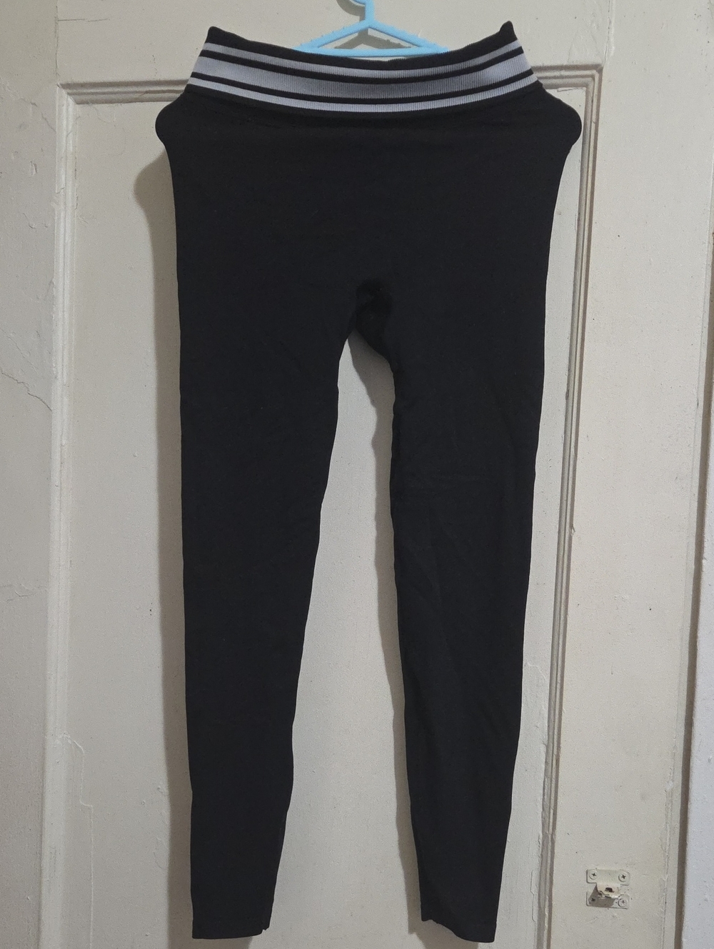 PINK Victoria's Secret Black Womens Leggings with Striped Waistband